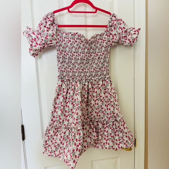 Topshop Floral White and Pink Mini Dress US Women’s Size 8 Pretty Summer Dress - Picture 3 of 10